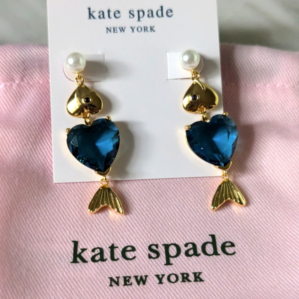 New Kate Spade What a Catch Fish Statement Earrings💙🐟💎